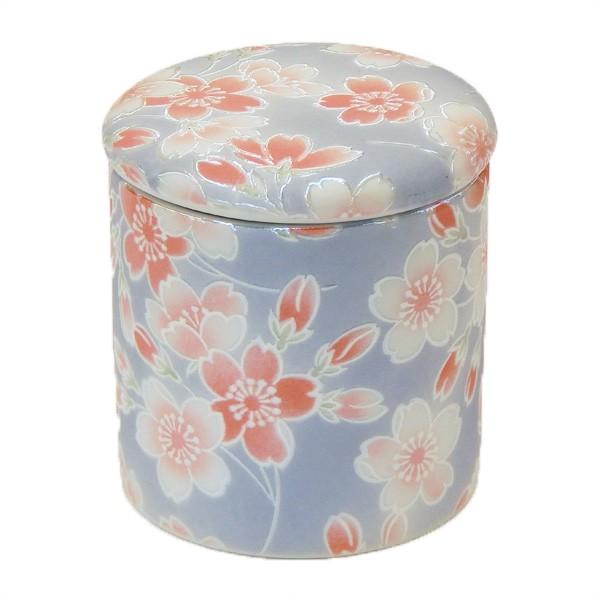 コアボトル（骨壷）（骨壺） ミニ骨壷 桜ころも ブルー ２寸　シリコンパッキン付　　　お仏壇・仏具の...