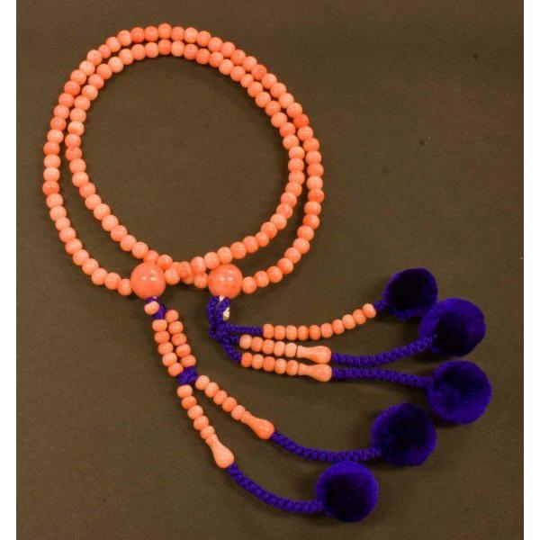 数珠（念珠）　日蓮宗用　上　新深海珊瑚・共仕立　菊房　８寸 ●お仏壇・仏具の浜屋