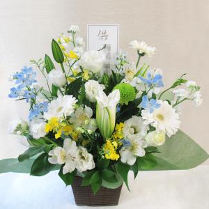 最短 翌日配達 14時まで 送料無料 一部地域を除く 生花 母の日 お供え用 お悔やみ 花 法事  お彼岸 枕花 命日 仏花  店長におまかせL サイズホワイト系