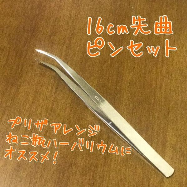 ピンセット 16cm 先曲