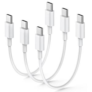 USB Type-C to C ケーブル 短い（20cm/3本）PD対応 60W 急速充電 データ転送 高耐久 断線防止 白