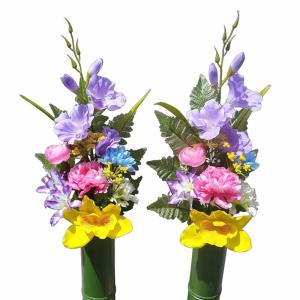 お墓を明るく彩るモダン仏花 造花 お墓参り お供え お墓の花 一対〈2基セット）C25-87