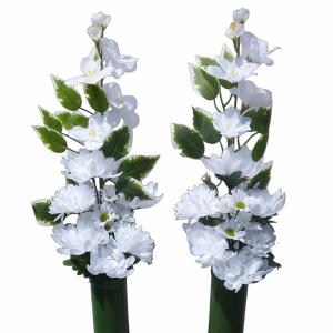 純白の祈り 格式高い清楚な仏花 造花 お墓参り お供え お墓の花 一対〈2基セット）C23-52