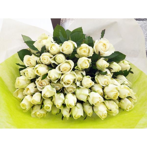 白いバラ 50本 お祝 還暦祝い 60本 結婚式 クリスマス プロポーズ 薔薇 純白 ホワイト 白寿...