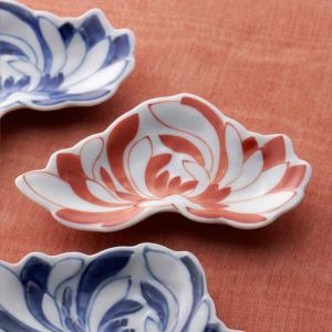 赤絵 菊花豆皿(横長) 10cm レッド 有田焼｜hana2