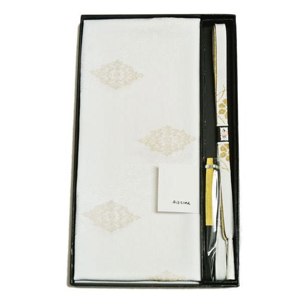 留袖用 帯締め帯揚げセット 汕頭 白 344 丹後ちりめん 帯揚げ 帯締め 扇子 セット 帯揚げ帯締...