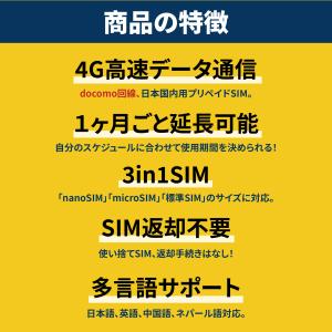 【延長専用】Docomoプリペイド SIM カ...の詳細画像2