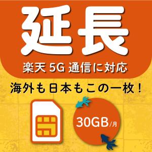 【延長専用】楽天モバイル プリペイド SIMカード 30GB 月間 楽天回線 au 国際ローミング利...