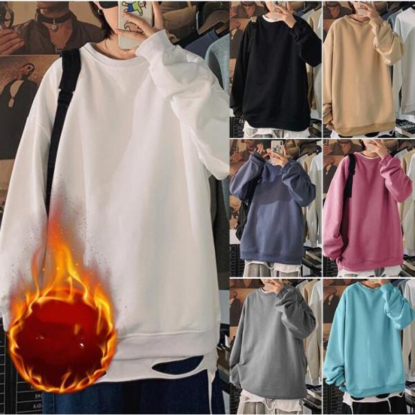 トレーナー 裏起毛 プルオーバー クルーネック 長袖Tシャツ ゆったり メンズ トレーナー スウェッ...