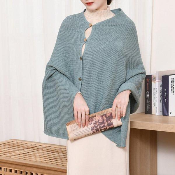 ポンチョ ポレロ ストール 大判 ショール 秋冬 ニット レディース フリンジ ケープコート 防寒着...