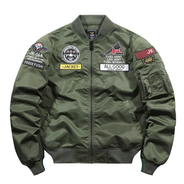 フライトジャケット ミリタリージャケット メンズ MA-1 刺繍 立ち襟 防風 防寒 中綿入り コー...