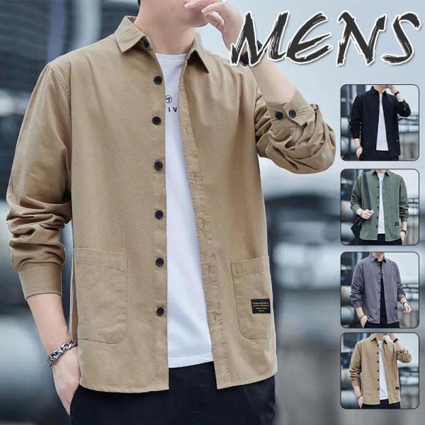 長袖シャツ メンズ カジュアルシャツ 無地 ボタンダウン 着痩せ 春物 シャツ レトロ かっこいい ...