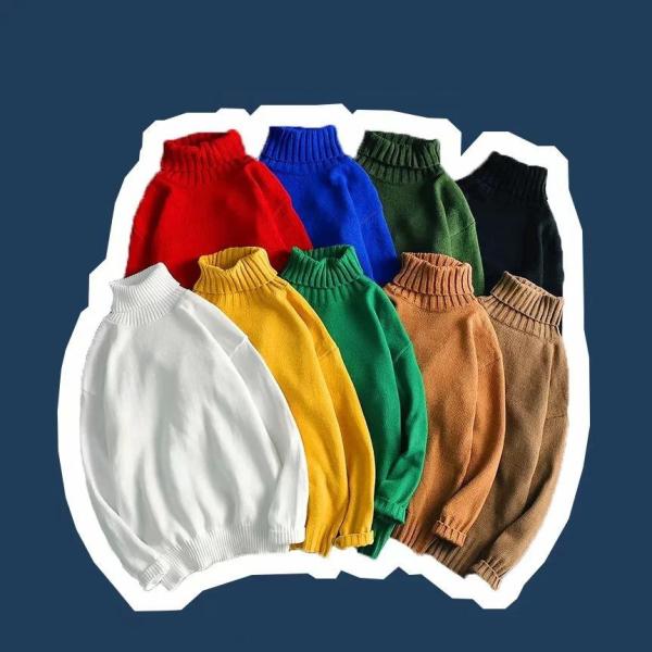 ニットセーター メンズ ハイネック セーター ニット カジュアル フルーオーバ 暖かい 無地 長袖セ...