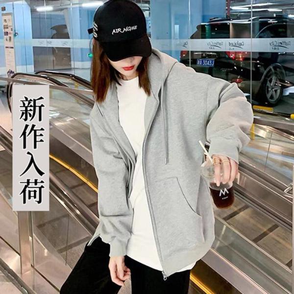 パーカー レディース 開襟パーカー 前開き 韓国風 アウター トップス 長袖 オールシーズン ジップ...