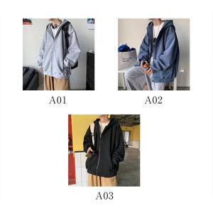 パーカー 長袖 メンズ フード付き 春 秋 ポ...の詳細画像2
