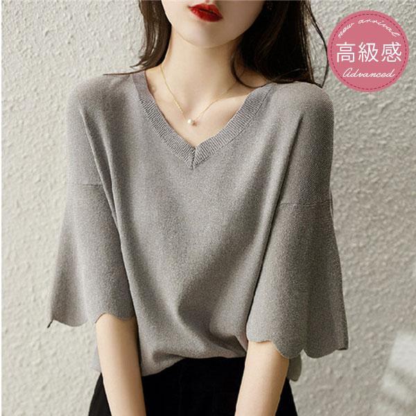 Tシャツ 半袖 レディース カットソー 無地 涼しい Vネック フリル袖 春 夏 カジュアル ゆった...