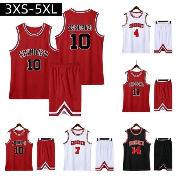 スラムダンク ユニフォーム赤色 背番号10湘北 桜木 背番号14三井 背番号7宮城　背番号11 流川...