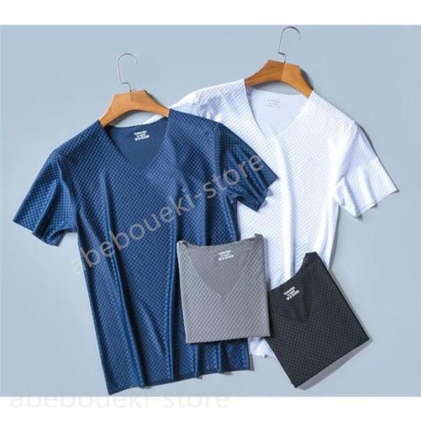 インナーシャツ クール シームレスインナー 夏インナー 涼感 メンズ 無地 半袖シャツ 極薄 軽量 ...