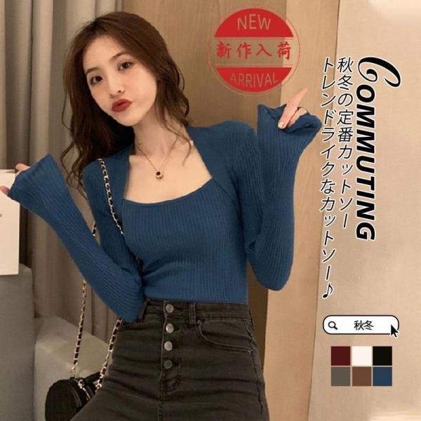 長袖 tシャツ レディース 防寒インナー Tシャツ トップス ニットシャツ 秋冬 ロング丈 カットソ...