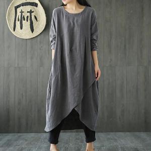 シャツワンピース レディース ロング丈 リネン...の詳細画像3