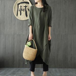 シャツワンピース レディース ロング丈 リネン...の詳細画像4