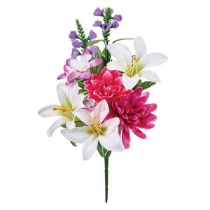 造花 MAGIQ東京堂 リリーマムミックスブッシュ MIX FM0B2508 仏花 供花 仏壇用 墓用 おしゃれ 春夏秋冬