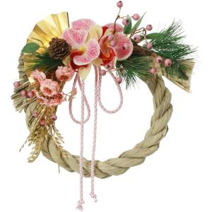 しめ縄リース おしゃれしめ縄【豪華○お楽しみ紅白華ダリアしめ縄飾り