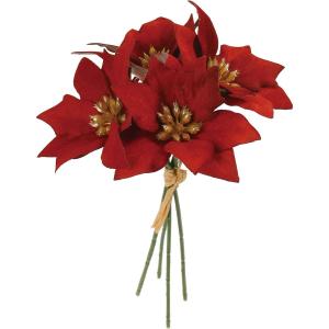 日限定07 造花 YDM ベルベットポインセチアピック4Ｐ バーガンディー FS-6341-BUR 造花 花材「は行」 ポインセチア