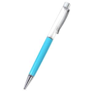 日限定07 ハーバリウムボールペン 銀クリップ スカイブルー ラメ付き ハーバリウム ボールペン ボールペン