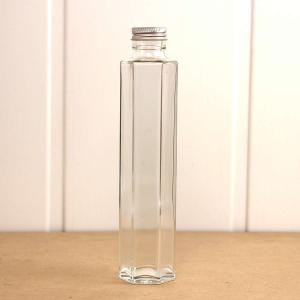 日限定07 ハーバリウム瓶 六角 200ml アルミキャップ付「キャップ色 シルバー」 ハーバリウム 瓶 ボトル ガラス瓶