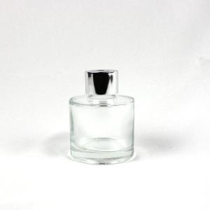 リードディフューザー用ガラス瓶 横長 100ml 銀カバー＋中栓付