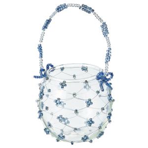 LEOタカオカ Ｔ−568 ビ−ズバッグ ブルー T-568BR 花器 花瓶 ガラス花器