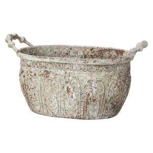 友膳 デコレハンドルオーバルＭＷ UF634 園芸用品 植木鉢 フラワーポット アイアン ブリキ鉢