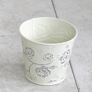 即日　村田屋産業/４３３０　ホワイトローズプランター丸小/46-4330-0（00）//ガーデニング用品 ポット・鉢 アイアン・ブリキポット