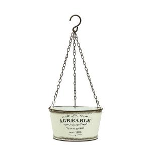 CARNAC アグレアーブルハンギングWH ホワイト HSAG10WH 植木鉢 おしゃれ ガーデニング 園芸用品 フラワーポット アイアン ブリキ鉢