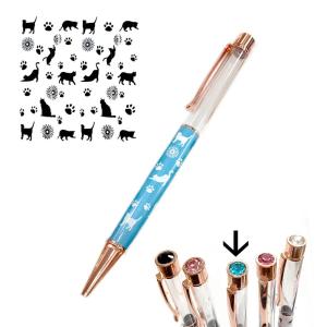 日限定07 パーツワールド ハーバリウムボールペン ネコ柄 スカイブルー ハーバリウム ボールペン ボールペン