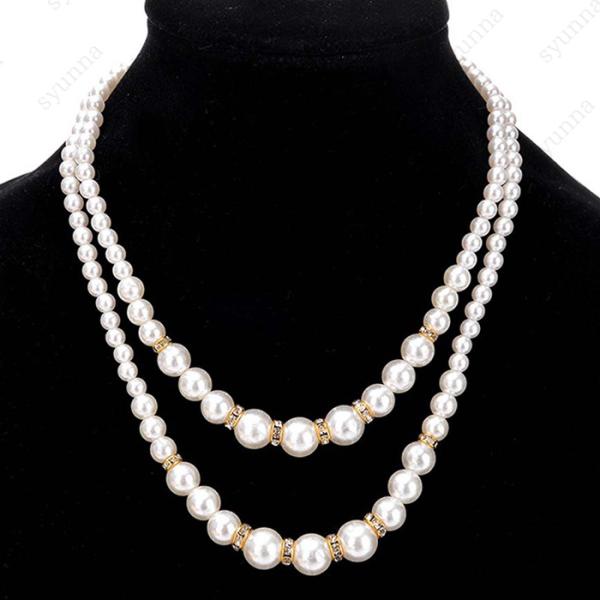 a99#ネックレス 2連パール 日本国内当日発送 ロングネックレス レディース 上品 フェイクパール...