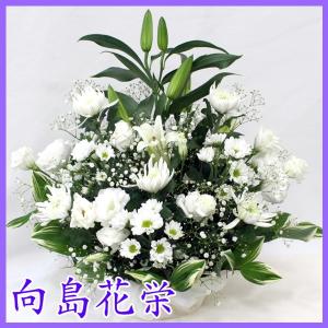 供花 白ユリと白菊のお供えアレンジの商品画像