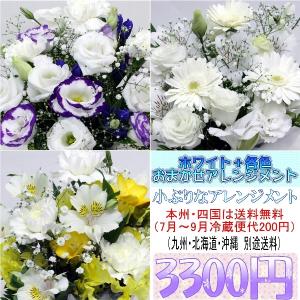 供花　ホワイト＋各色　お供え用おまかせアレンジメント3,300円