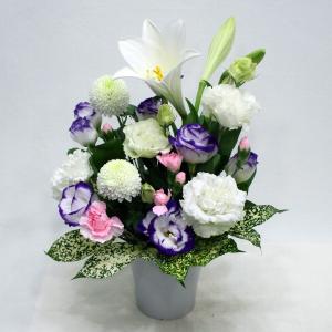 供花 鉄砲百合とピンポン菊とトルコキキョウのお...の詳細画像3