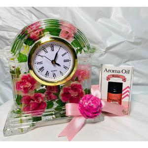 固まるハーバリウム置時計 バラ アロマストーンで...の商品画像