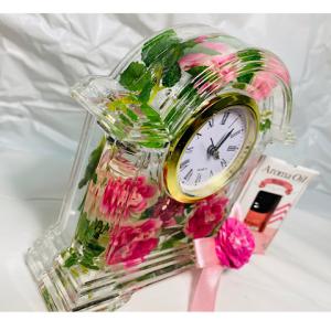 固まるハーバリウム置時計 バラ アロマストーン...の詳細画像3
