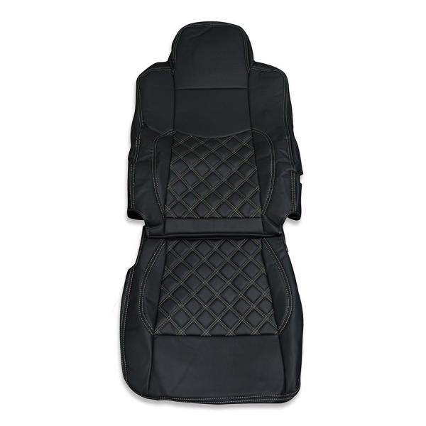 シートカバー 三菱ふそう スーパーグレート 艶無し 黒レザー 助手席 左側 トラック ブラックステッ...