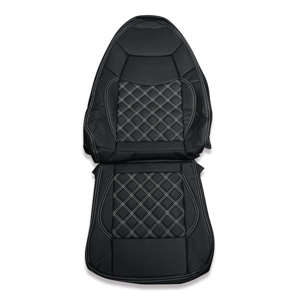三菱ふそうNEW スーパーグレート シートカバー 艶無し 黒 助手席 ダイヤモンドステッチ ホワイト...