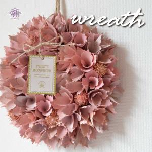 リース 春 桜 歓送迎 リース 結婚祝 祝電 電報 お祝い おしゃれ 雑貨 インテリア リース 玄関 通年 M 【ピンクのリース】 手作り かわいい ナチュラル