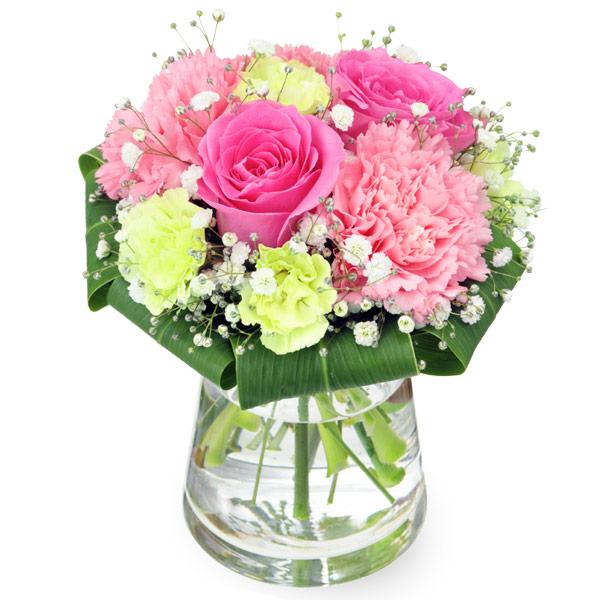 ５月のおすすめ 花キューピット　ピンクのお花で可愛らしさと上品な 花束 メッセージカード無料 512...