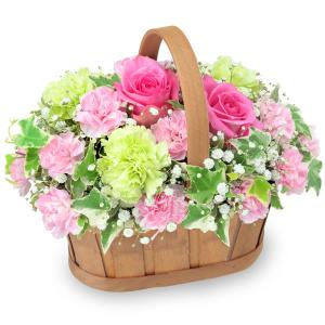 花キューピット 今月のおすすめ ピンク系のかわいいバスケットの