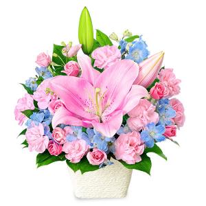 いい夫婦の日　花　プレゼント　- 512206　花キューピット商品（ピンクユリのアレンジメント）