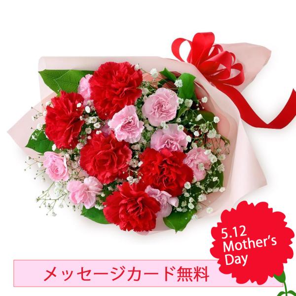 母の日の花束 花キューピット かわいいカーネーションのブーケ フラワーギフト プレゼント 花 − 5...