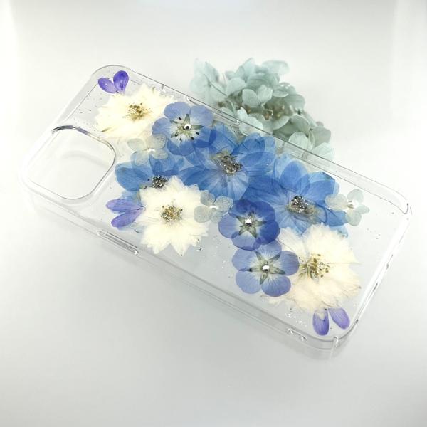 【ハンドメイドの 押し花 iPhone ケース NO.695】押し花＆レジン アイフォンケース 花柄...